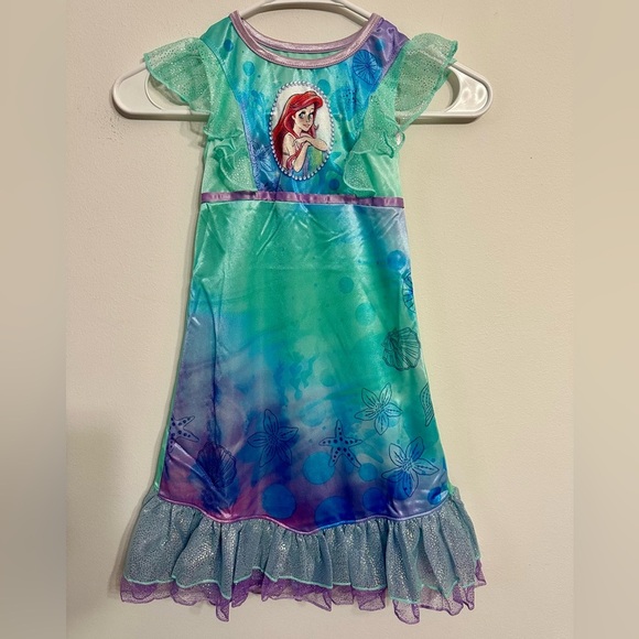 Disney Ariel long nightgown blue purple teal watercolor size 4 child toddler - Picture 7 of 7